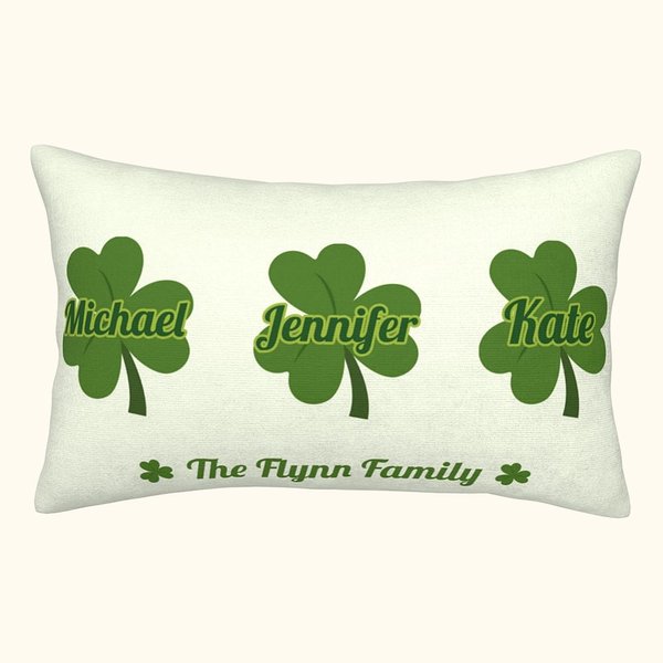 Personligt Lucky Shamrocks-kuddfodral med namn Heminredning St Patrick's Day Present till familjen