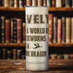Vaso personalizado Book Dragon 20oz Skinny Tumbler con pajita y nombre Regalo de cumpleaños para lectores amantes de los libros