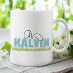 Mug en Céramique Motif Lapin de Pâques Tasse Personnalisée avec Nom et Texte Cadeau Anniversaire Pâques pour Enfants