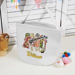 Personalizada La caza ha comenzado Conejito de camuflaje Cazador de huevos Bolsa de lona para golosinas con nombre Regalo de Pascua de gran capacidad 