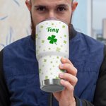 Personalisierte Lucky Four Leaf Clover 20oz/30oz Becher mit Namen St. Patricks Day Geburtstag Geschenk für Familie Freund