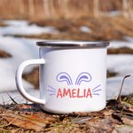 Tasse Émaillée Personnalisée avec Nom et Motif Oreilles de Lapin Cadeau de Pâques pour Enfant