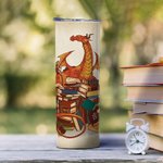 Vaso personalizado Book Dragon 20oz Skinny Tumbler con pajita y nombre Regalo de cumpleaños para lectores amantes de los libros