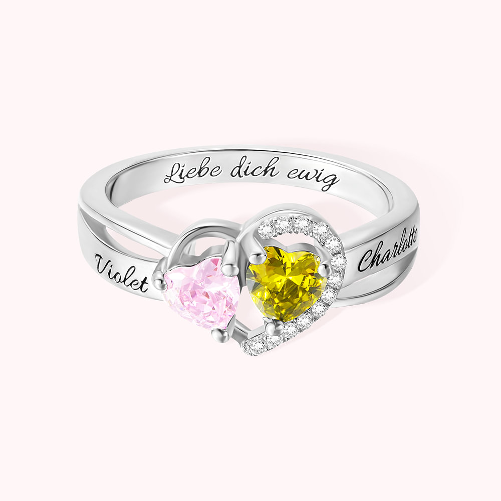 Geschenke für ihr Doppelherz-Geburtsstein-Versprechen-Namensring