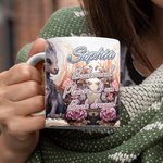 Tazza in ceramica personalizzata con nome, tazza di caffè, regalo di compleanno per lettori e amanti dei draghi.