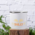Tasse Émaillée Personnalisée avec Nom et Motif Oreilles de Lapin Cadeau de Pâques pour Enfant