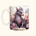 Tazza in ceramica personalizzata con nome, tazza di caffè, regalo di compleanno per lettori e amanti dei draghi.