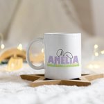 Mug en Céramique Motif Lapin de Pâques Tasse Personnalisée avec Nom et Texte Cadeau Anniversaire Pâques pour Enfants
