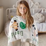 Gepersonaliseerde Schattige Dieren Ontwerp Zachte Fleecedeken met Naam Verjaardagscadeau voor Kinderen