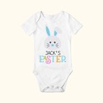 Personlig 100% bomull söt kanin baby onesie med text för den första påskgåvan för baby ny mamma