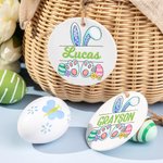 Personalisierte niedliche Hasenohren Keramik Ornament Osterkorb Tag mit Namen Geschenk für Kinder