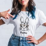 Personalisiertes T-Shirt Baby Strampler Eltern-Kinder-Kleidung mit Niedlichen Kaninchen Muster und Namen Ostern Geschenk für Familie