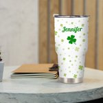 Personalisierte Lucky Four Leaf Clover 20oz/30oz Becher mit Namen St. Patricks Day Geburtstag Geschenk für Familie Freund