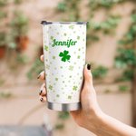 Personalisierte Lucky Four Leaf Clover 20oz/30oz Becher mit Namen St. Patricks Day Geburtstag Geschenk für Familie Freund