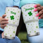 Personalisierte Lucky Four Leaf Clover 20oz/30oz Becher mit Namen St. Patricks Day Geburtstag Geschenk für Familie Freund