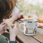 Tasse Émaillée 350 ml Personnalisée avec Nom Style Lapins Cadeau de Pâques pour Enfant