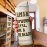 Vaso personalizado Book Dragon 20oz Skinny Tumbler con pajita y nombre Regalo de cumpleaños para lectores amantes de los libros