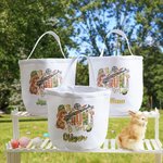 Personalizada La caza ha comenzado Conejito de camuflaje Cazador de huevos Bolsa de lona para golosinas con nombre Regalo de Pascua de gran capacidad 