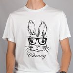Personalisiertes T-Shirt Baby Strampler Eltern-Kinder-Kleidung mit Niedlichen Kaninchen Muster und Namen Ostern Geschenk für Familie