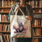 Sac à main en toile avec nom Cadeau d'anniversaire pour les amoureux des livres et des dragons