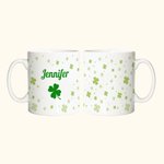 Taza de Cerámica Trébol Irlandés 11oz/15oz Personalizada con Nombre Regalo del Día de San Patricio para un Amigo de la Familia