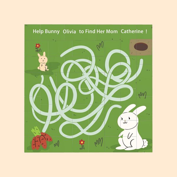 Personalized Rabbit Find Mom Matching Block Puzzles with Name Intellectual Development Game Birthday Children's Day Gift for Kids