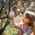 Personalized Egg Shape Easter Basket Tags Wooden Ornament Home Decoration with Engraved Name Easter Gift for Kids