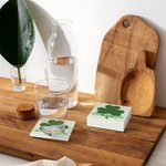 Juego de 2 posavasos personalizados con nudo celta y nombre Trébol de cuatro hojas Regalo del Día de San Patricio para la familia