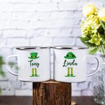 Personalised Four Leaf Clover 11oz Enamel Mug Camping Cup with Name St. Patrick’s Day Gift for Kids