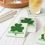 Juego de 2 posavasos personalizados con nudo celta y nombre Trébol de cuatro hojas Regalo del Día de San Patricio para la familia