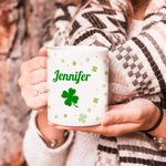 Taza de Cerámica Trébol Irlandés 11oz/15oz Personalizada con Nombre Regalo del Día de San Patricio para un Amigo de la Familia