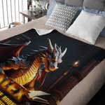 Couverture en Flanelle ou Sherpa Personnalisée avec Nom Motif Dragon de Lecture Cadeau d'Anniversaire pour Amateur de Lecture