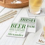 Personliga irländska citat Uppsättning av 2 fyrkantiga keramiska underlägg med namn St. Patrick's Day Housewarming-present för kelter irländsk familj