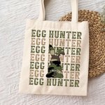 Sac en Toile Motif Lapin de Camouflage Sac Personnalisé avec Nom Thème Chasseur aux Œufs Cadeau de Pâques pour Famille Amis