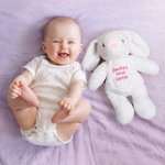 Jouet Lapin en Peluche Personnalisé avec Nom Cadeau Fête de Pâques pour Enfant Nouveau-né