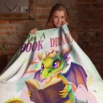 Couverture de Dessin Animé I Am A Book Dragon Personnalisée avec Nom Cadeau d'Anniversaire pour les Lecteurs Famille