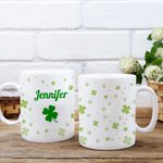 Taza de Cerámica Trébol Irlandés 11oz/15oz Personalizada con Nombre Regalo del Día de San Patricio para un Amigo de la Familia