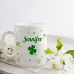 Taza de Cerámica Trébol Irlandés 11oz/15oz Personalizada con Nombre Regalo del Día de San Patricio para un Amigo de la Familia