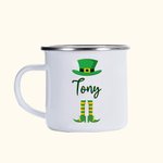 Personalised Four Leaf Clover 11oz Enamel Mug Camping Cup with Name St. Patrick’s Day Gift for Kids