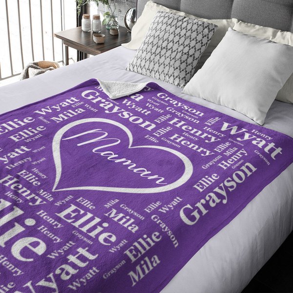 Couverture en Flanelle Personnalisée avec Nom et Texte Super Douce Cadeau de Fête des Mères pour Femme Grands-Parents