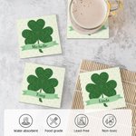 Juego de 2 posavasos personalizados con nudo celta y nombre Trébol de cuatro hojas Regalo del Día de San Patricio para la familia