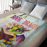 Couverture de Dessin Animé I Am A Book Dragon Personnalisée avec Nom Cadeau d'Anniversaire pour les Lecteurs Famille