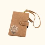 Portefeuille Triple en Cuir avec Bracelet Grande Capacité Accessoire Personnalisé Nom Fleur de Naissance Cadeau d'Anniversaire pour Femme