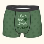 Caleçon Motif Trèfle à Quatre Feuilles Sous-vêtements Personnalisés avec Nom Cadeau d'Anniversaire pour Homme