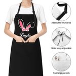 Delantal impermeable personalizado con orejas de conejo con bolsillo y nombre Regalo de Pascua para pareja Familia