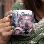 Gepersonaliseerde Bloem Boek Draak Keramische Mok met Naam 11oz/15oz Koffiekop Verjaardagscadeau voor Lezers Drakenliefhebbers