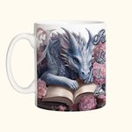 Gepersonaliseerde Bloem Boek Draak Keramische Mok met Naam 11oz/15oz Koffiekop Verjaardagscadeau voor Lezers Drakenliefhebbers