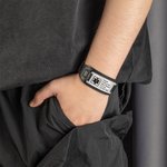Personalisiertes Einstellbares Leder-Notfallarmband medizinische Alarm mit Gravur für Herren Damen