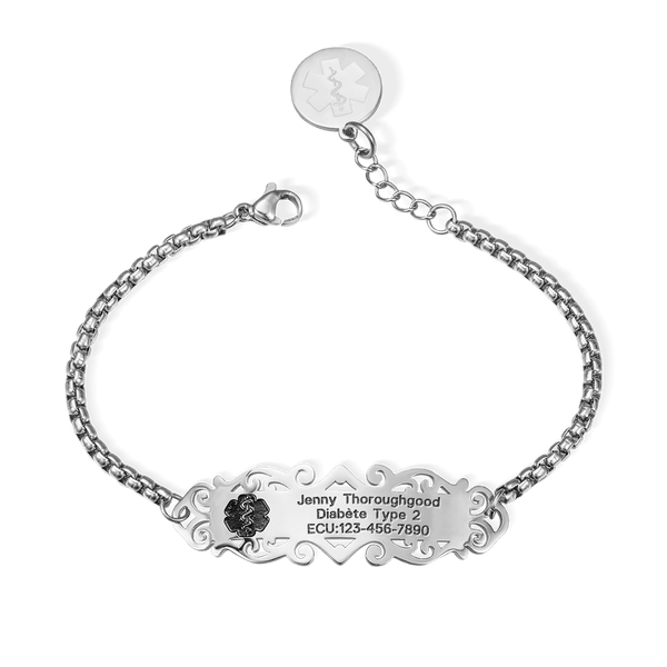 Bracelet d'Alerte Médicale Bracelet d'Urgence Personnalisé avec Texte Gravé Cadeau pour Homme Femme