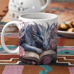 Gepersonaliseerde Bloem Boek Draak Keramische Mok met Naam 11oz/15oz Koffiekop Verjaardagscadeau voor Lezers Drakenliefhebbers